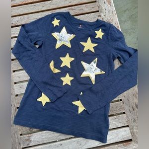 Crewcuts Girls' long-sleeve T-shirt with flip sequin stars Navy blue Size 10/11